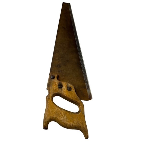VTG Warranted Superior wooden handled rust patina hand saw crafting artwork - Picture 2 of 8